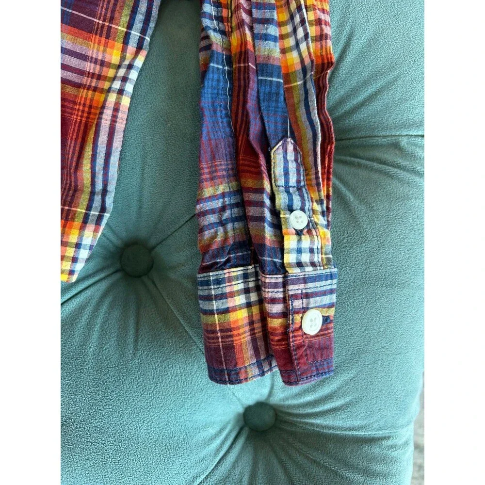 Boys Gymboree Fall Thanksgiving plaid check button down shirt size Small